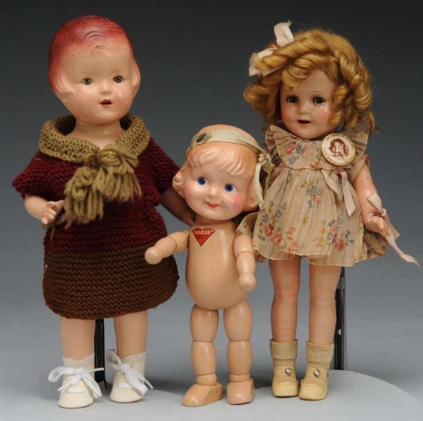 LOT OF 3: COMPOSITION DOLLS.                      