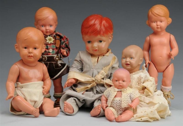 LOT OF 6: CELLULOID DOLLS.                        