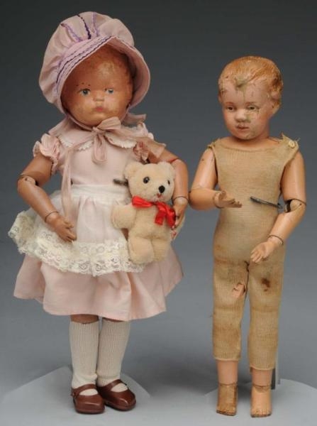 LOT OF 2: RARE SCHOENHUT DOLLS.                   