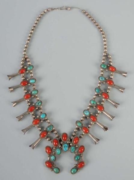NATIVE AMERICAN INDIAN SQUASH BLOSSOM NECKLACE.   