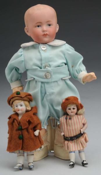 LOT OF 3: GERMAN BISQUE DOLLS.                    