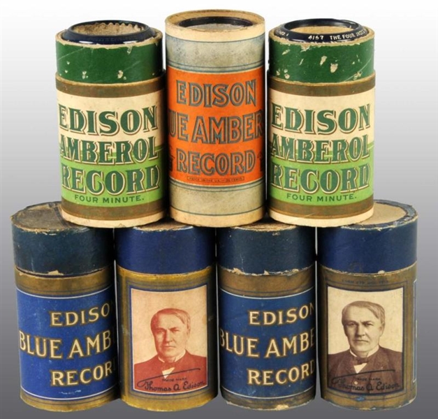 LOT OF 147: BLUE AMBEROL EDISON RECORDS.          