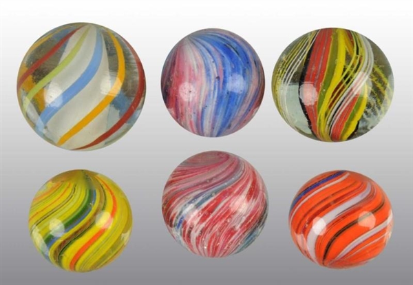 LOT OF 6: HAND-MADE MARBLES.                      