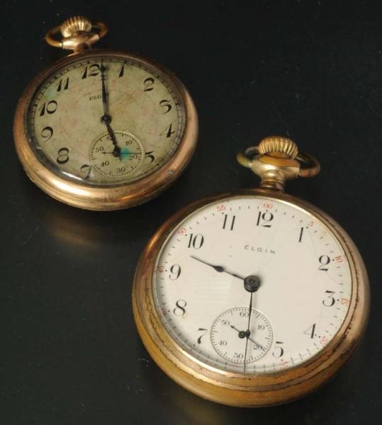 LOT OF 2: ELGIN OPEN FACE POCKET WATCHES.         