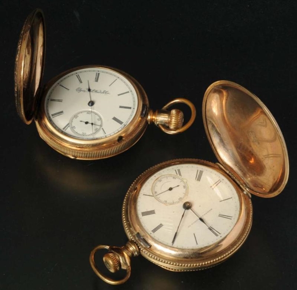 LOT OF 2: HUNTING CASE POCKET WATCHES.            