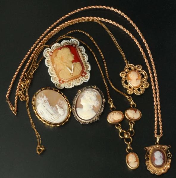 LOT OF 6: CAMEO PIECES.                           