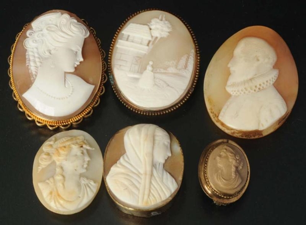 LOT OF 6: CAMEO PINS.                             