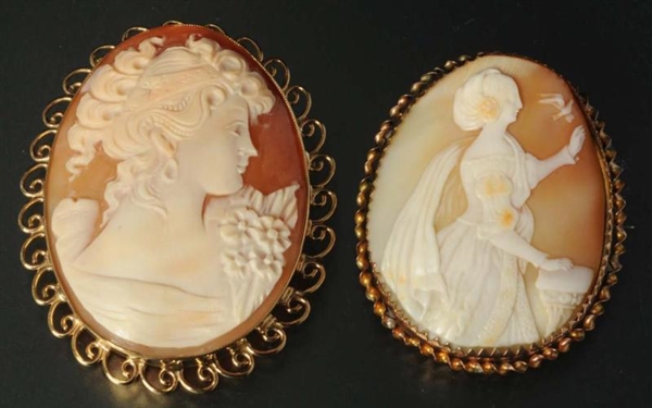 LOT OF 2: ANTIQUE CAMEO PINS.                     