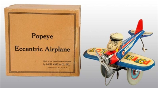 MARX POPEYE ECCENTRIC AIRPLANE TOY IN ORIG BOX.   