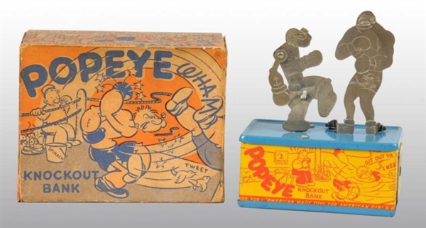 POPEYE KNOCK-OUT MECHANICAL BANK IN ORIG BOX.     