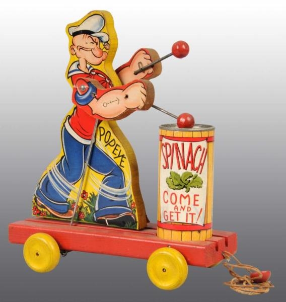 FISHER-PRICE NO.488 POPEYE SPINACH EATER PULL TOY 