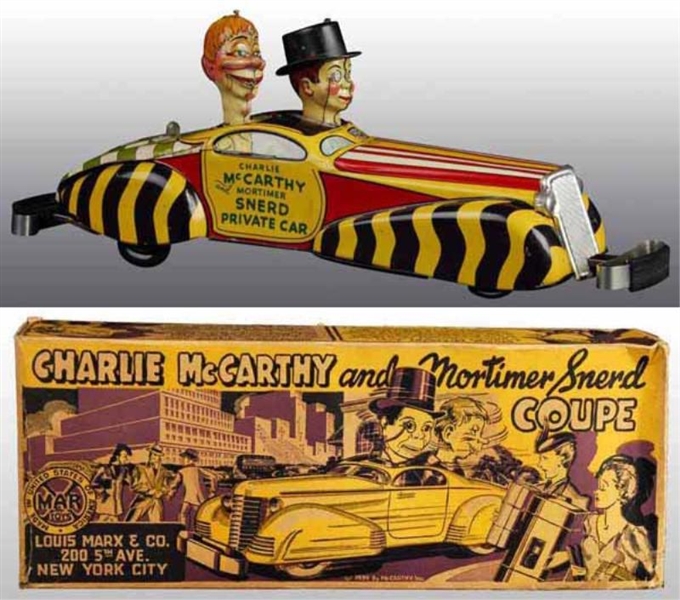 MARX CHARLIE MCCARTHY & SNERD TOY CAR IN ORIG BOX 