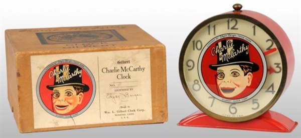 CHARLIE MCCARTHY GILBERT ALARM CLOCK IN ORIG BOX. 
