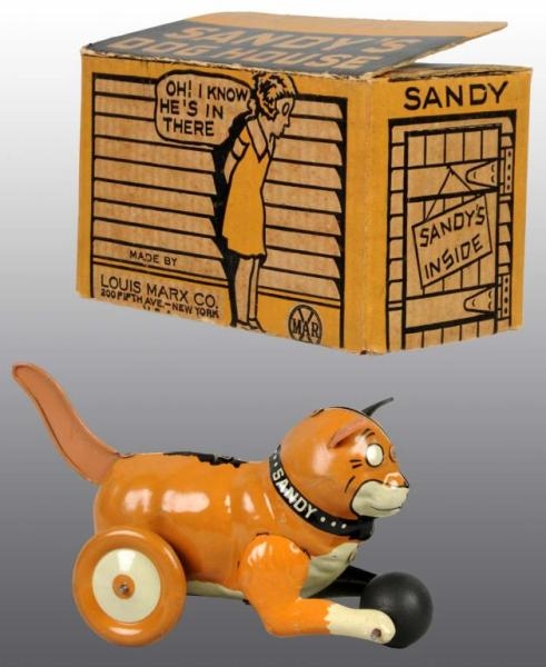 MARX SANDY IN DOGHOUSE TOY IN ORIGINAL BOX.       