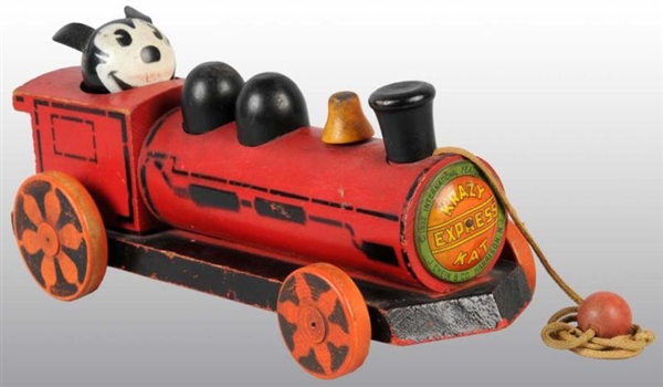 WOOD CHEIN KRAZY KAT EXPRESS TRAIN PULL TOY.      