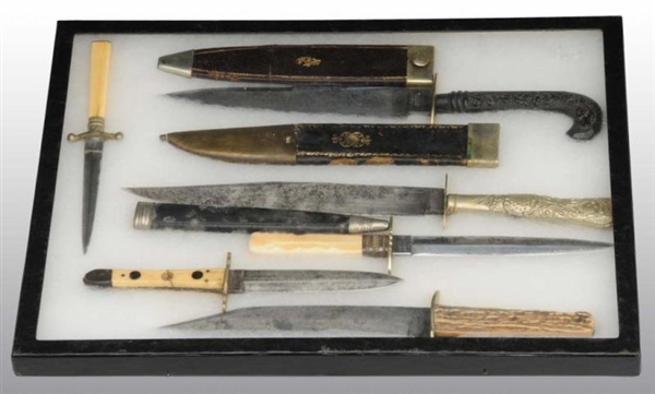 LOT OF 6: BOWIE KNIVES WITH 3 SHEATHS.            