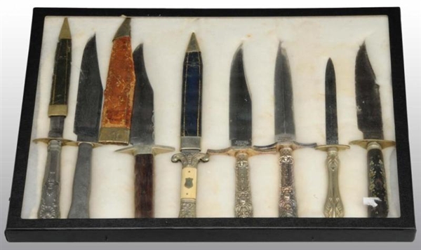LOT OF 8: BOWIE KNIVES WITH 3 SHEATHS.            