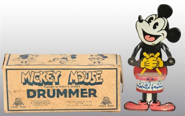 CHEIN MICKEY MOUSE JAZZ DRUMMER TOY IN ORIG BOX.  