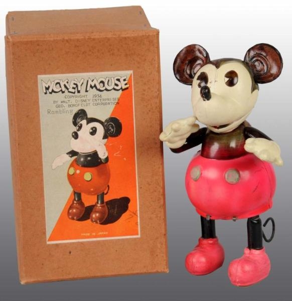 MICKEY MOUSE RAMBLING WIND-UP TOY IN ORIG BOX.    
