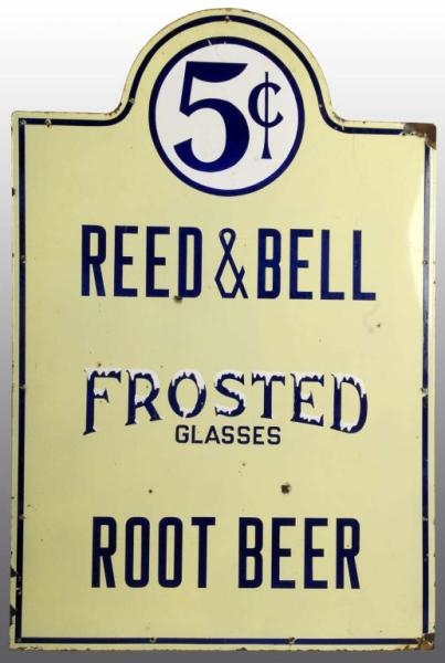 REED & BELL FROSTED GLASS ROOT BEER SIGN.         