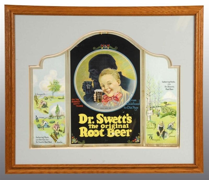 DR. SWETTS ROOT BEER TRIPTYCH WINDOW DISPLAY.    