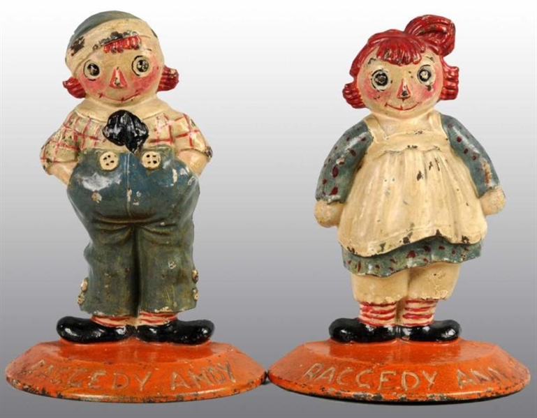 CAST IRON RAGGEDY ANN & ANDY BOOKENDS.            