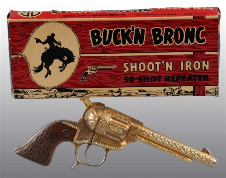 BUCK N BRONC SHOOTN IRON 50-SHOT TOY CAP GUN.    