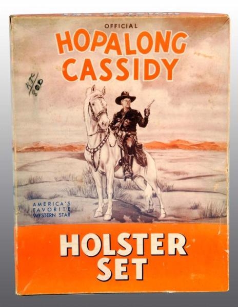 HOPALONG CASSIDY TOY CAP GUN & HOLSTER SET.       