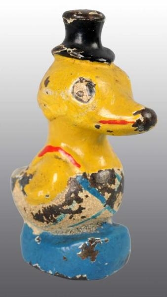 CAST IRON DUCK WITH TOP HAT PAPERWEIGHT.          