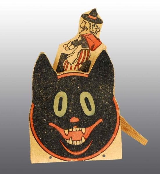 BLACK CAT HALLOWEEN POP-UP WITCH MECHANICAL TOY.  