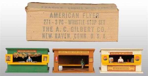 AMERICAN FLYER 3-PIECE NO. 271 WHISTLE STOP SET.  