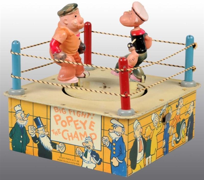 MARX TIN & CELLULOID POPEYE THE CHAMP WINDUP TOY. 