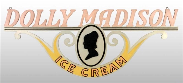 WOODEN DOLLY MADISON ICE CREAM DIE-CUT SIGN.      