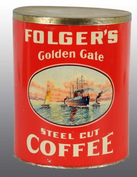 5-POUND FOLGERS GOLDEN GATE COFFEE TIN.          