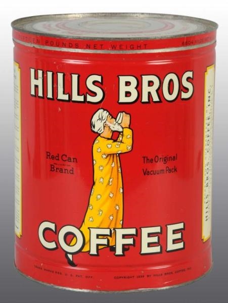 15-POUND HILLS BROTHERS COFFEE COUNTER TIN.       