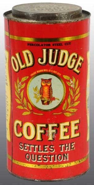 3-POUND OLD JUDGE COFFEE TIN.                     