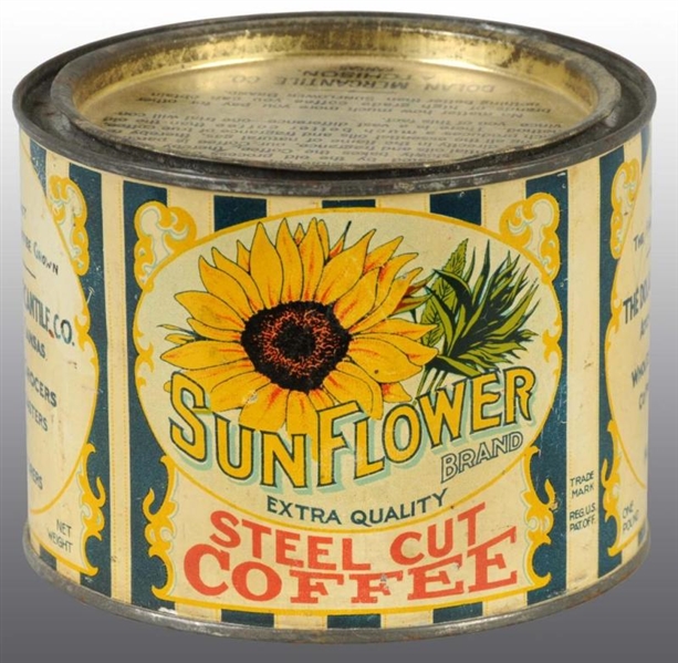 SUNFLOWER STEEL CUT COFFEE TIN.                   