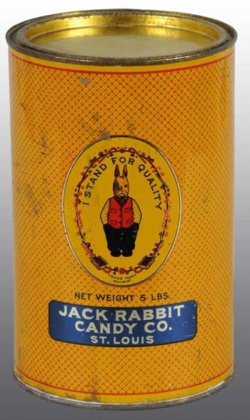 5-POUND JACK RABBIT CANDY TIN.                    