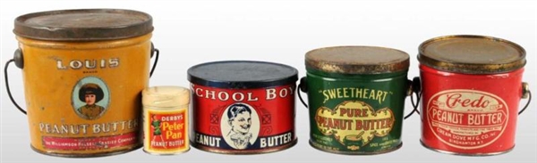 LOT OF 5: PEANUT BUTTER TINS.                     