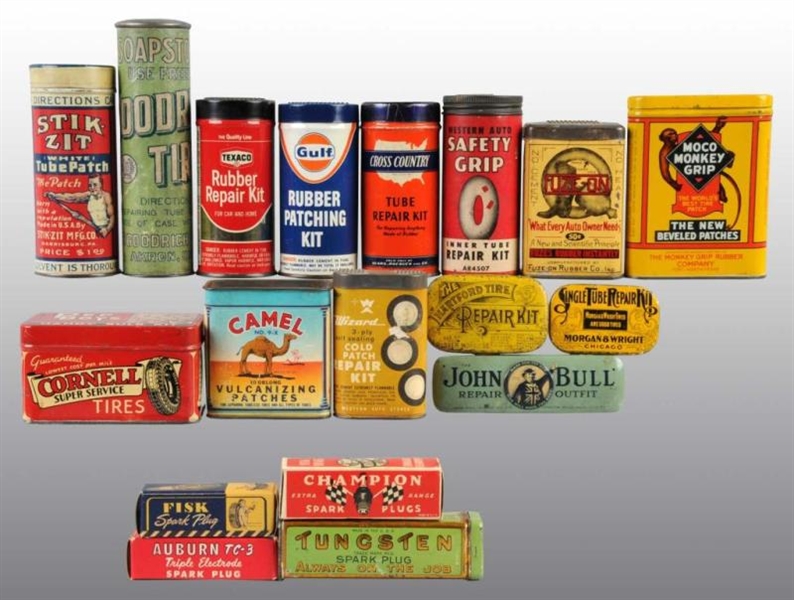 LOT OF 18: TIN & CARDBOARD PRODUCT PIECES.        