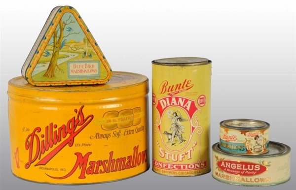 LOW OF 5: MARSHMALLOW CANDY TINS.                 