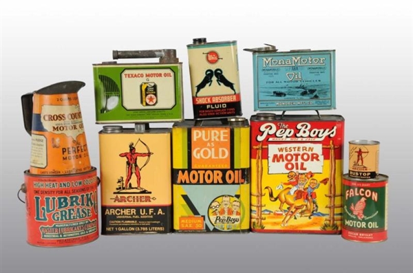 LOT OF 10: AUTO-RELATED TINS.                     