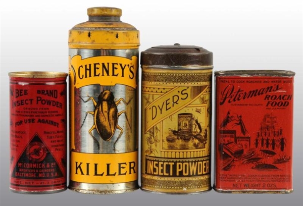 LOT OF 4: INSECT POWDER TINS.                     