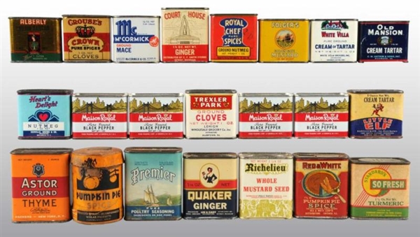 LOT OF 22: SPICE TINS.                            