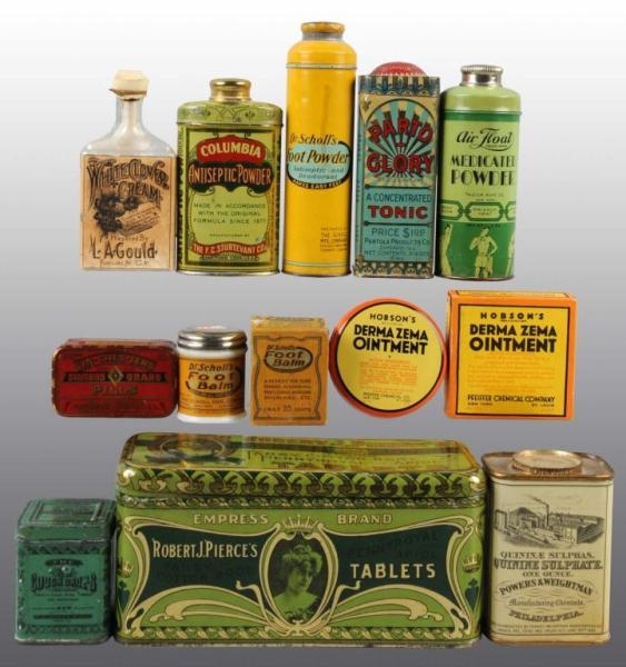 LOT OF 13: ASSORTED PRODUCT TINS.                 