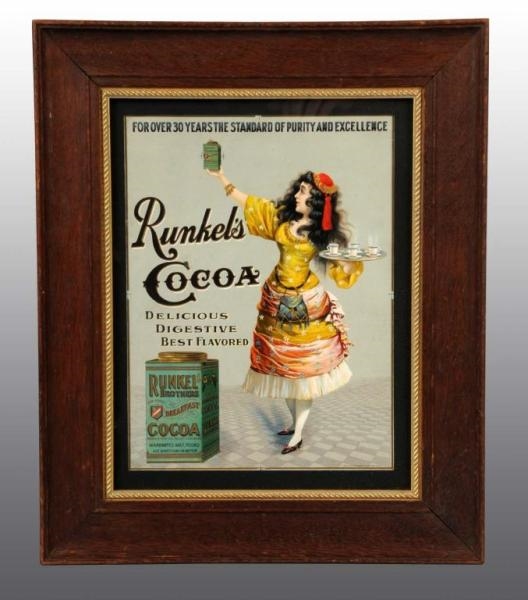 PAPER RUNKELS COCOA ADVERTISING SIGN.            