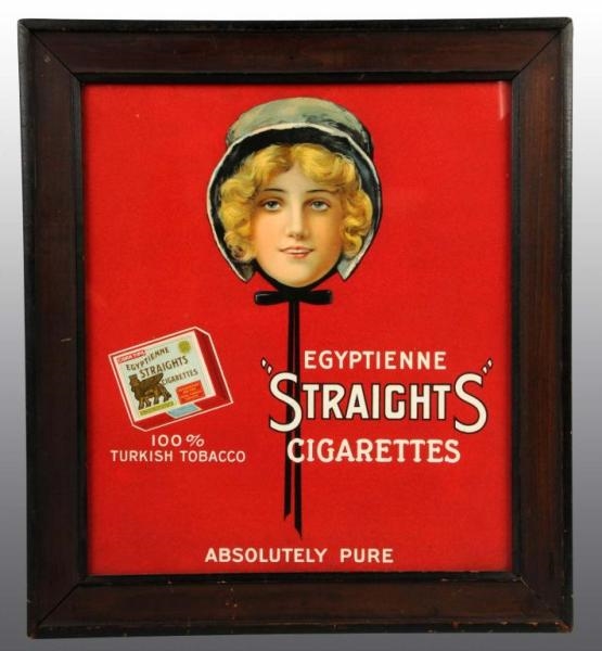 EGYPTIENNE STRAIGHTS CIGARETTES CARDBOARD SIGN.   