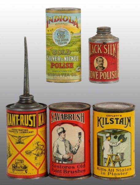 LOT OF 5: HOUSEHOLD PRODUCT TINS.                 
