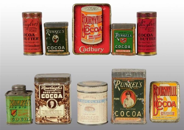 LOT OF 10: SMALL COCOA TINS.                      