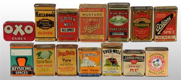 LOT OF 14: SPICE TINS.                            